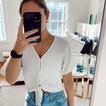 Bella Dahl White Waffle Button Shirt Photo 0