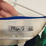 Eliza J Blue Green Floral / White Black Geo Geometric Elbow Sleeve Shift Dress 6 Photo 3