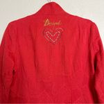 Desigual Red Heart Embroidered Jacquard Long Sleeves Peacoat, Sz Medium Photo 7