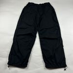 ZARA Black Poplin Canvas Wide Leg Utility Pant L Photo 0