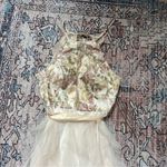 Teeze Me Nights by Champagne Floral Chiffon Tiered Ruffle Gown Size 7 Formal Photo 6