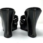 Stuart Weitzman black leather wedge slides, made in Spain, size 8.5AA Photo 6