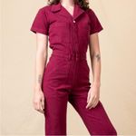 Big Bud Press Short Sleeve Cotton Twill Utility Jumpsuit in Cranberry Size XXS Red Photo 1