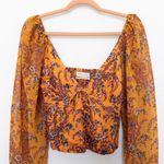 Urban Outfitters Womens Milkmaid Top Size S Orange Floral Boho Crop Romantic NWT Photo 1