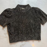 Kate Spade  New‎ York Metallic Sparkle Mock Neck Puff Sleeve Top, XL Photo 0