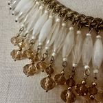 Talbots  white glass beaded gold tone crystal statement necklace Photo 1
