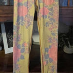 Teeki Yellow Floral Print Yoga Pants Leggings Small Photo 0