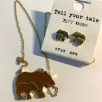 Boutique Mama Bear Necklace Earring Set Leather Photo 3