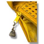 Vintage Retro 1980s Brio! Leather Bag Slouchy Hobo Woven Balloon Purse Yellow Photo 7