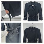 Jones New York long Trench Coat charcoal Black wool removable liner size L chic Photo 5