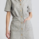 SEESUN Tanhoni Linen Cotton Shirt Dress In Color Whiblack Size L White Size L Photo 0