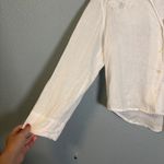 Madewell Womens Resort Long Sleeve Shirt Linen White Size XS Eyelet Embroidered Photo 5