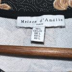 Maison d’Amelie Paris floral print long sleeved knit top women's size large Black Photo 4