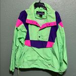 White Sierra Vintage Neon Lime Green Colorblock Jacket Windbreaker Ski Jacket Pullover unisex Photo 1