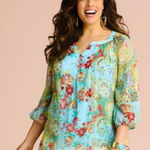 Anthropologie  Fig and Flower floral paisley blouse size S Photo 0