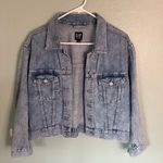 Gap  90’s Fit Denim Jacket Light Distressed Wash 100% Cotton Crop Style Size L Photo 0