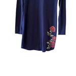 Derek Heart Navy Embroidered Roses Long Sleeves MIDI Women’s Dress SZ L #1242 Photo 2