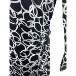 Nine West  Black White Wrap Dress Chain Link Pattern 3/4 Sleeve Dress L Photo 3