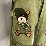 Heirloom Collections Camo Bears Christmas Sweater Cardigan Green Size XL Army Black Photo 1