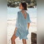 Cupshe Semi-Sheer Blue Ruffle Trim Cover-Up NWT Photo 1