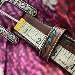 Ariat Tooled Leather Belt with Silver Buckle Large Brown Photo 9