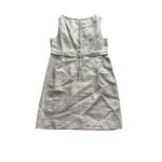 Shoshanna  Linen Shift Dress Womens 12 Beige Gold Metallic Pleated Photo 5