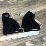 Betsey Johnson  Swim BEACH Floral BLACK Bikini Top Size MEDIUM Rosette NWT #67 Photo 1