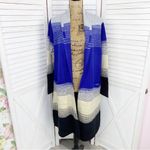 MaxSport Western Colorblock Long Cardigan Sweater Gray Blue Cream Black Large Photo 1