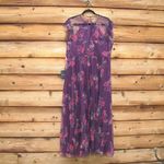 Mac Duggal  2143  Womens FLORAL FLUTTER SLEEVE MIDI DRESS Photo 9