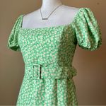ZARA  | Green Floral Smocked Belted Mini Dress Sz M Photo 4