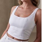 Banana Republic NEW  Linen-Blend Cropped Bustier White Size 16 Minimalist Staple Photo 0