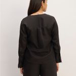 Everlane  The Popover Shirt Linen Long Sleeve Blouse Black Sz 4 Small Photo 1