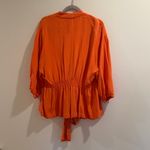 Neiman Marcus  Bright Orange Tie-Front Blouse Kimono Size Large Photo 3