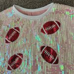 College Game Day Pink Sequin Short Sleeve Shirt Top Womens Size Medium Photo 4