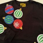 Beyond Shimmer AnaGails Ornament Sweatshirt Womens Medium Black Sequin Christmas Photo 0