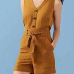 Ann Taylor Linen Sleeveless Tow Waist Short Romper in Wild Ginger Size 6 Photo 0