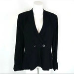 Greylin Graylin Black Crepe Two Button Peplum Blazer with Striped Lining - Size large Photo 1