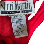 Sheri Martin Vintage 90s Red Silky Witchy Goth Vampy Romantic Floral Midi Dress Size 8 Photo 5