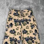Sag Harbor Pants Small Beige Blue Floral Flowers Straight Crop Boho Cottagecore Photo 3