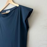 Chiara Boni  Dress Shirley Navy Blue Jersey Short Sleeve Blouson Midi Dress Sz 40 Photo 6