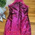 Sam Edelman Womens 0 Pink Sequin Velvet Silver Sleeveless High Neck Sheath Dress Photo 0