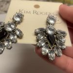 kim rogers NWT Pierced Dangle Drop Earrings Gold Tone Metal Rhinestone Photo 3