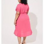 Torrid NWOT  Pink Swiss Dot Surplice Pockets Midi Dress‎ 2X Photo 3