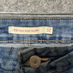 Levi's  721 High Rise Skinny Jeans‎ 32 Distressed Denim Blue Light Wash Photo 5