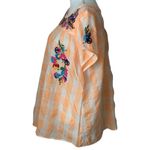 See and Be Seen Colorful Embroidered Orange Gingham Mexican Oaxaca Blouse NWT Photo 3