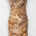 Moa Moa Early 2000's Brown Tan Whimsygoth Paisley Mesh Boho Midi Dress Size L Photo 0