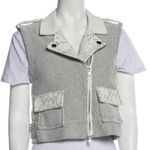 Rebecca Taylor  Lace Leather Detail Vest Jacket Black/White Size S EUC Photo 4