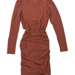 Sundry  Dress Small Long Sleeve Ruched Stretch Bodycon Pink Casual Photo 0