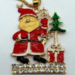 New without tags red and white crystal and enamel Santa Claus Christmas necklace Photo 12