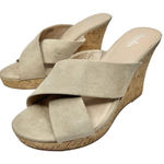 Charles David  Wedge Sandals Womens Size 12 Tan Crisscross Slip On Heels Photo 0